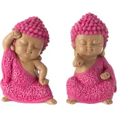 J-Line Moine combat resine rose assortiment de 2