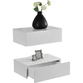 En.casa 2 Étagères Murales Pour Chambre Avec 2 Tiroirs Blanc Mat 46 X 30 X 15cm [En.Casa]