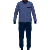 Götzburg Pyjama long marine / bleu clair / bleu foncé / rouge feu