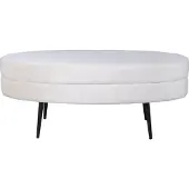 Venture Home Pouf Otto 100x40x41 cm Velours Blanc cassé