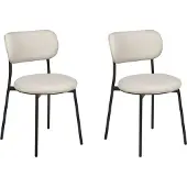 Beliani Chaise de salle à manger set de 2 pièces Beige clair avec pieds noirs Design moderne pour salle à manger Cuisine Salon