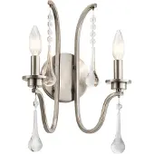 Kichler Applique murale Karlee classique en étain, 2xE14x60W, métal, dimensions : 38,1 x 27,9 x 18,3 cm, IP20, Quintiesse