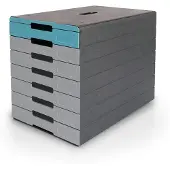 Durable Boîte à tiroirs IDEALBOX PLUS gris/bleu 776306, DIN C4 avec 7 tiroirs (A4, C4)