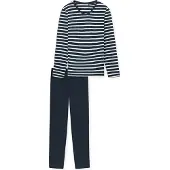Schiesser Pyjama 'Casual Essentials' bleu nuit / blanc
