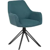 Beliani Lot de 2 chaises de salle à manger pivotantes, tissu turquoise avec accoudoirs, dossier noir, pieds en métal, style rétro traditionnel