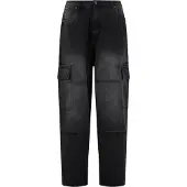 Urban Classics Tapered Heavy Ounce Baggy Cargo Jeans Noir 34 Homme