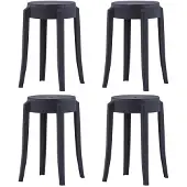 vidaXL Tabourets empilables 4 pcs noir plastique