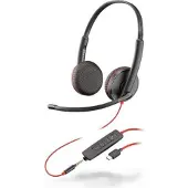Plantronics Poly Blackwire C3225 USB-C - 3200 Series - micro-casque - sur-oreille - filaire - jack 35mm USB-C - isolation acoustique