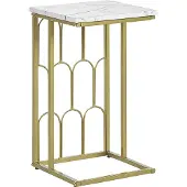 Beliani Table basse or blanc effet marbre MDF métal base or style glamour