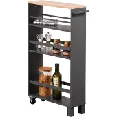 Kesper Etagère d'alcôve sur roulettes 50 X 15 X 79 cm Noir 24856