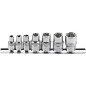 Bgs Jeu de douilles profil E entraînement carré intérieur 6,3 mm (1/4") / 10 mm (3/8") SW E6 - E16 7 pces - 2027