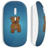 MANIACASE Souris sans fil - Petit Ourson - Bleu - USB - Compatible Mac et PC - WiFi