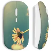 MANIACASE Souris sans fil - - Fleurs Jaune - USB wifi - Compatible Mac et PC - Couleur Jaune
