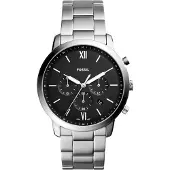 Fossil Montre à affichage analogique noir / argent / blanc