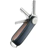 OrbitKey Organisateur de clés en cuir Navy Tan Stitching 6 NAVY