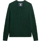 Superdry pour femme. W6110588A Pull Oversize Cable green (S/M), Casuel, Vert, Coton