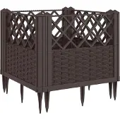 vidaXL Jardinière avec piquets marron 43,5x43,5x43,5 cm PP