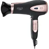 Adler Sèche-cheveux AD 2248b, 2200W, fonction ionisante, 3 réglages de température, 2 réglages de vitesse, concentrateur, diffuseur, couleur noire