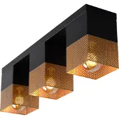 Lucide Lampe de plafond à design Renate 3 noir clair avec or