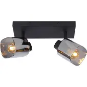 Lucide Lampe de plafond Alion Noir à deux lumières avec verre fumé