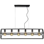 Lucide Suspension de style loft pour table, noire, FABIAN 6xE27 40W,