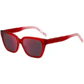 HUGO Lunettes de soleil en acétate rouge avec branches effet dégradé