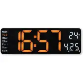 Hama Digitale Wanduhr Santa Cruz, Thermometer, großes Display, Fernbedien., WS (00222224)