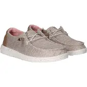HeyDude Chaussures de sport Wendy pour femmes, modèle Dude, en mesh, chaussures basses, type mocassin, couleur beige, pour un usage décontracté