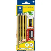 Staedtler Coffret de crayons Noris + gomme + taille-crayon GRATUIT (2B, 2H, B, F, H, HB, 6x)