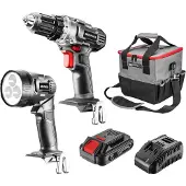 Graphite ENERGY+ SET Perceuse/visseuse sans fil 18V, Li-Ion, chargeur 2Ah, batterie, lampe,mallette de transport 12L (58G016)