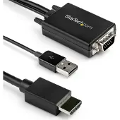 StarTech.com .com VGA2HDMM2M câble vidéo et adaptateur USB Type-A + VGA (D-Sub) HDMI Type A (Standard) Noir