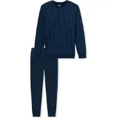 Schiesser Pyjama long ' Nightwear Serie ' bleu marine / bleu cyan