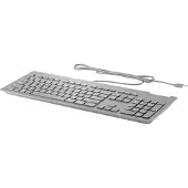 HP Thin Keyboard BusinessSmartcard, Taille complète (100%), Câble, USB, Interrupteur mécanique, Noir