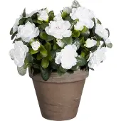 Mica Decorations Plante artificielle - Azalée - Blanc - en pot - 31 cm - fausses plantes