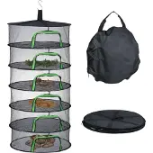 Relaxdays Filet de séchage pliable , filet de séchage à 6 couches, pour herbes aromatiques, fruits, légumes, séchoir à poisson à suspendre, en filet, noir