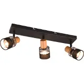 TRIO Spot en saillie 3 lumières Nandini noir avec du bois