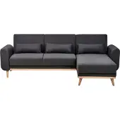 Beliani Canapé D'angle Ollsta Noir Tissu Côté Gauche