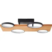 Brilliant Lampe Cheesy LED Plafonnier 55x35cm noir mat/bois Métal/bois brun 28 W LED intégrées
