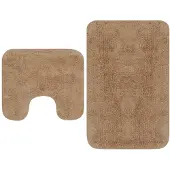 vidaXL Tapis de salle de bain 2 pcs Tissu Beige