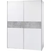 Emob Armoire à portes coulissantes Puls 2 portes blanc béton MDF feuilleReproduction Armoire