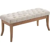 CLP Banquette avec pieds en bois assise en tissu Crème
