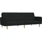 vidaXL Canapé-lit à 2 places noir tissu