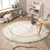 Little Olly Tapis rond lavable pour enfant - Milo Vert | Ø 80 cm | Rond | Pile courte