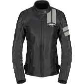 Spidi Blouson de moto en cuir Roar, pour femmes, noir/gris clair, taille 46