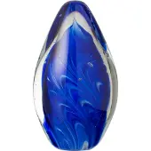 J-Line Presse papier polypus oval verre transparent/bleu large