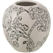J-Line Vase zen boule porcelaine blanc/noir