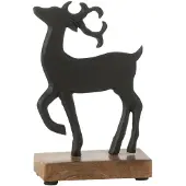 J-Line Renne Sur Socle Alu/Bois Noir Small
