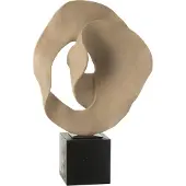J-Line Deco abstrait sur socle resine beige/noir