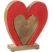 J-Line Coeur double sur pied bois de manguier rouge/naturel medium