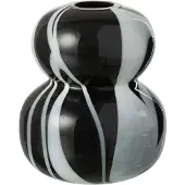 J-Line Vase effet fume boules verre noir/blanc